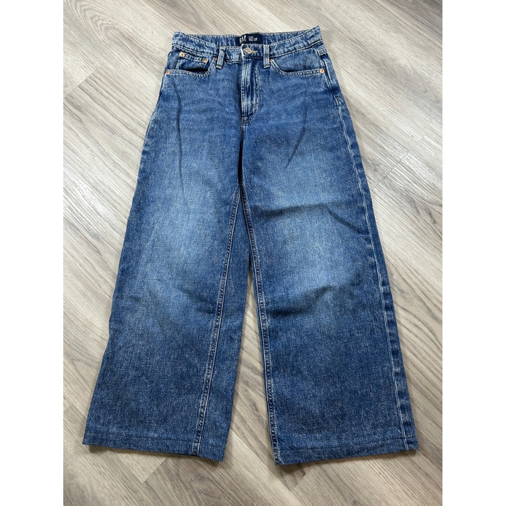 Gap Denim Womens High Rise Wide Leg Jeans Blue Medium Wash Size 2 26R Cotton